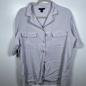 Silk House Gray Womens Short Sleeve Buttons Up Shirt Size Large 100% Silk‎